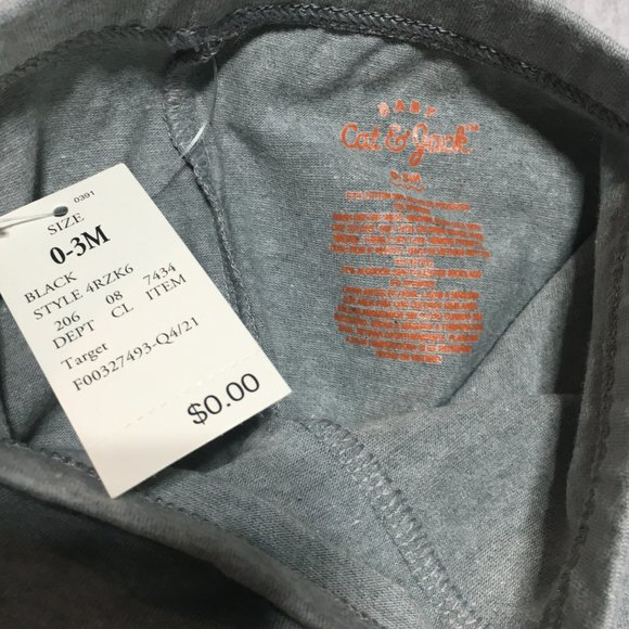 Baby Cat and Jack 0-3 months 3 pack Pull On Pants Black Gray - Picture 9 of 10